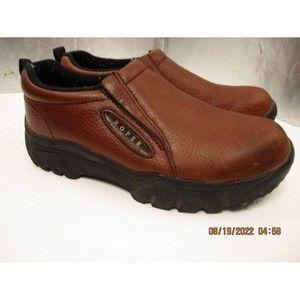 Roper Performance Slip On Casual Leather Shoes Womens 7.5 Brown Round Toe